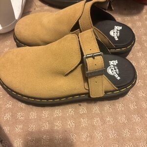 Dr. Martens Camel Suede Mules